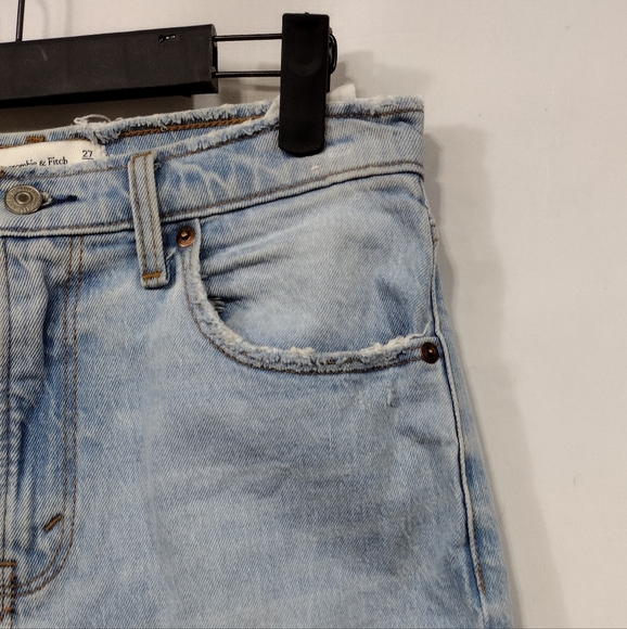 Abercrombie & Fitch Distressed High Rise Mom Jeans Women's 4 Blue Boho Retro Y2K - Picture 4 of 8